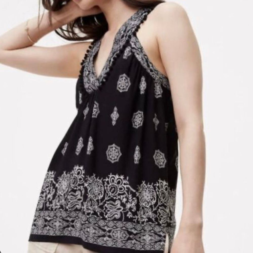 Loft black printed Pom trim tank size m - Picture 1 of 11